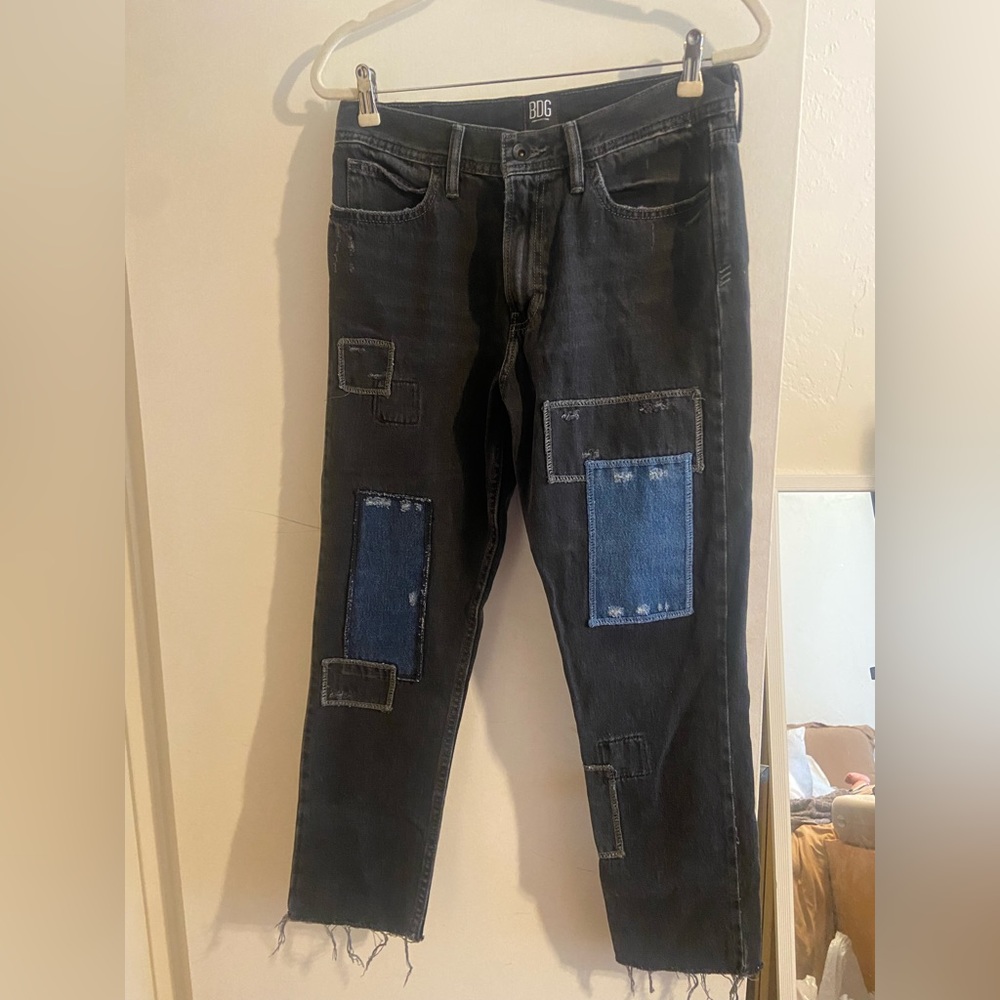 BDG Black Patch Jeans Dad Slim Tapered Fit 29x30